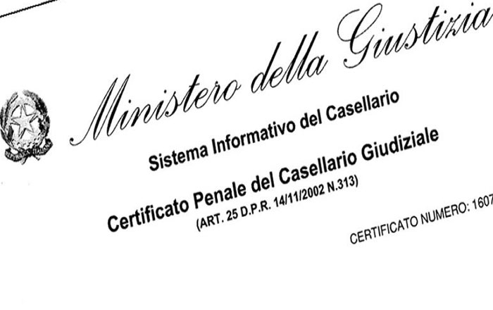 Certificato Penale del Casellario Giudiziale